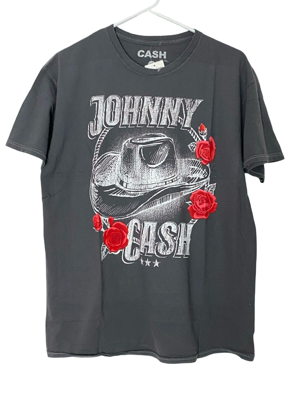 Johnny Cash New Tshirt Mens Size Medium Unisex Graphic Tee Band Music Gift Gray